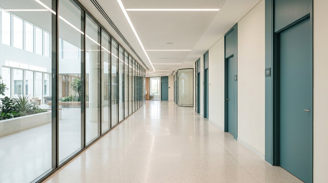 Modern health care facility corridor